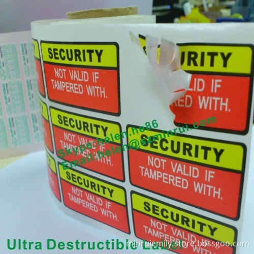Tamper Evident Destructible Labels For Box Package Sealing,easy Broken Non Removable Stickers For Tamper Proof Seals 